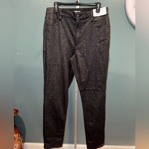 Liz Claiborne Black Sparkle Slim Leg Pants Size 12 Tall